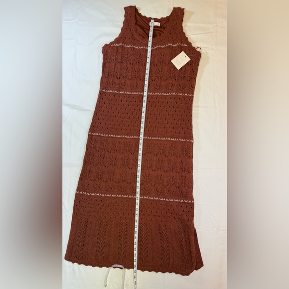 Sleeveless Crochet Midi Knit Dress. Burnt Orange Size XL Indie, Boho (NWT) - Picture 7 of 7